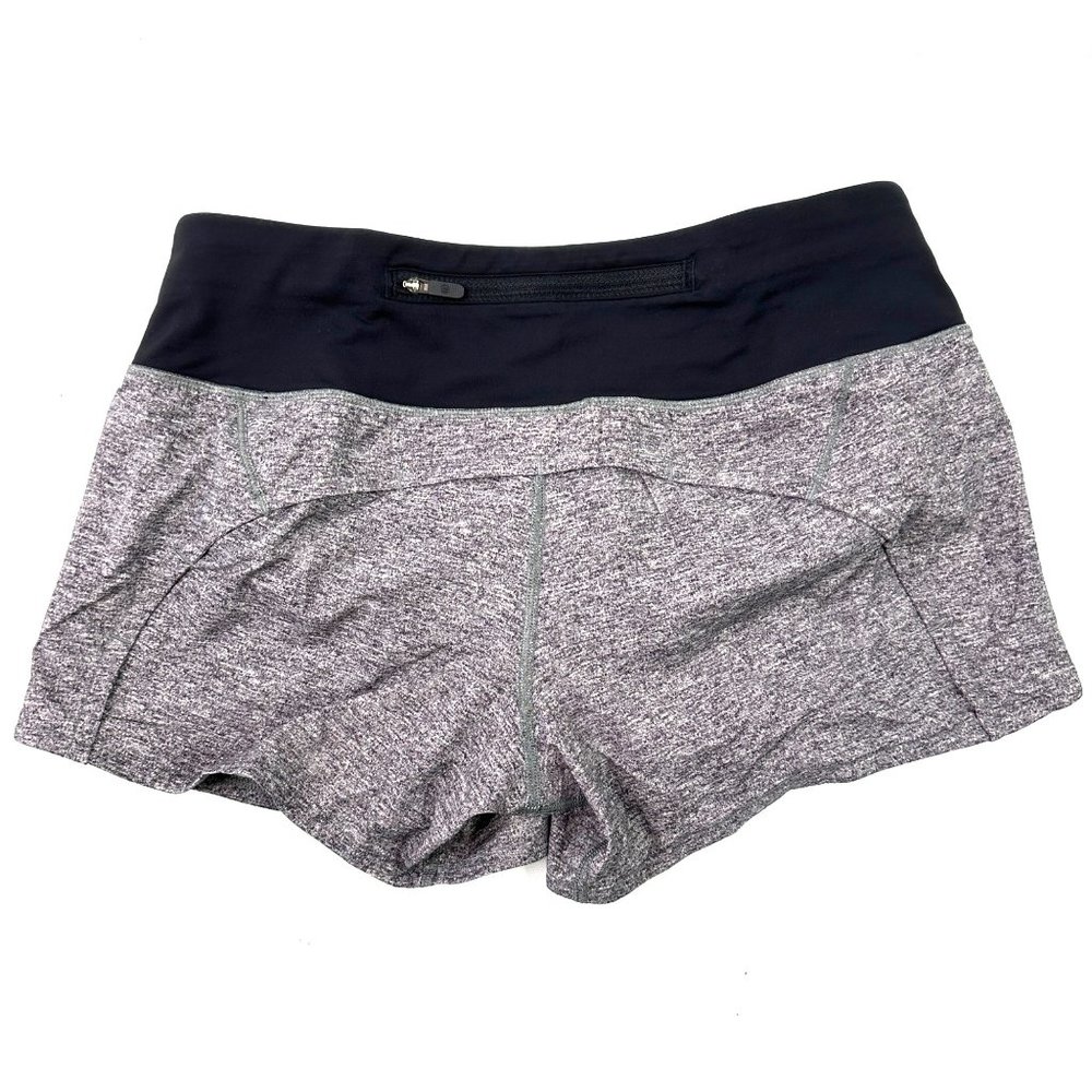 Lululemon Run Speed Up Shorts Womens 4 Heather Gray Black Liner Drawcord Workout - Picture 10 of 11